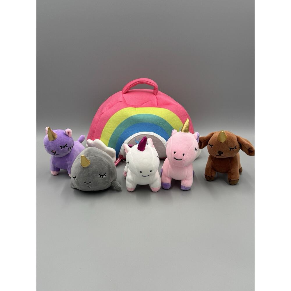 Pixie Crush Snug a Babies Unicorn Rainbow Stuffed Plush Set w/ Rainbow Case